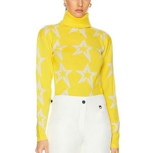 Perfect Moment yellow extra fine merino wool star turtlneck sweater